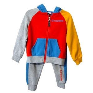 CRAYOLA Toddler Boys 2pc Cotton Hoodie Jacket Jogger Pants Sweatsuit Set Size 2T